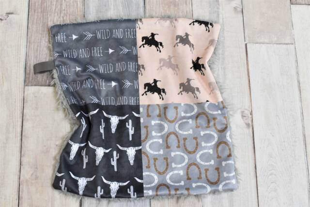 Cowboy Lovey - Horse Western Mini Blanket Baby Gift Security - image 1