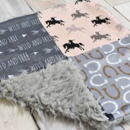Cowboy Lovey - Horse Western Mini Blanket Baby Gift Security - thumbnail 4