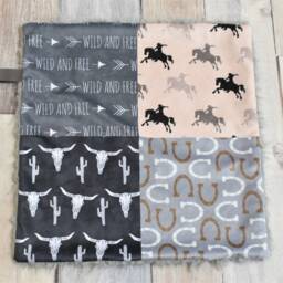 Cowboy Lovey - Horse Western Mini Blanket Baby Gift Security - thumbnail 3
