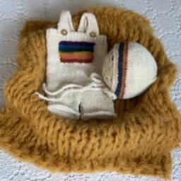 Boy Rustic Rainbow Romper Newborn Photo Props Baby Rust Mustard Teal Photography Blanket - thumbnail 2