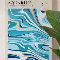 Astrology Print - Aquarius Poster Gifts Zodiac Tarot Art - thumbnail 2