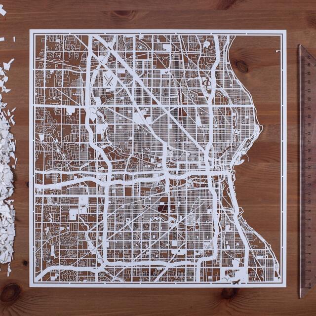 Paper Cut Map Milwaukee 12??12 In. Art Ideal Gifts - image 1