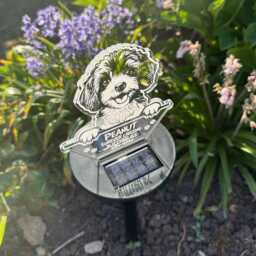 Personalised Memorial Pet Dog Breed Led Garden Colour Changing Solar Light Stake - thumbnail 3