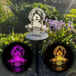Personalised Memorial Pet Dog Breed Led Garden Colour Changing Solar Light Stake - thumbnail 1