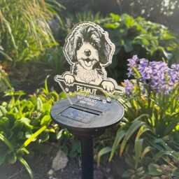 Personalised Memorial Pet Dog Breed Led Garden Colour Changing Solar Light Stake - thumbnail 2