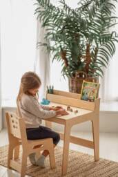 Toddler Table & Chair Set, Kids Activity Table, Montessori Playroom Desk Decor Nursery Furniture Baby Bookshelf