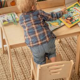 Toddler Table & Chair Set, Kids Activity Table, Montessori Playroom Desk Decor Nursery Furniture Baby Bookshelf - thumbnail 2