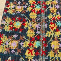 Soft Cotton Kantha Suzani Quilt Handmade Throw Blanket - thumbnail 3