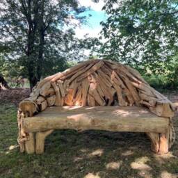 Handcrafted Rustic Teak Bench - Outdoor Furniture. Garden Benches - thumbnail 3