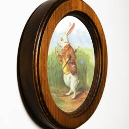 Handmade Alice in Wonderland Art Print, Light Oak Round Frame, Nursery Decor - thumbnail 2