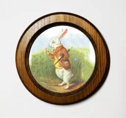 Handmade Alice in Wonderland Art Print, Light Oak Round Frame, Nursery Decor - thumbnail 1