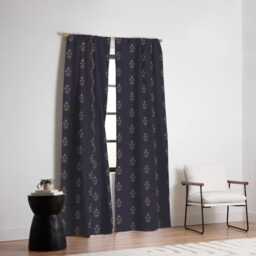 Blackout Window Curtains, Boho Floral Block Print, Navy Sage Burgundy, One Piece Panel, Nursery Curtain, Treatment, Baby Girl