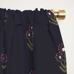 Blackout Window Curtains, Boho Floral Block Print, Navy Sage Burgundy, One Piece Panel, Nursery Curtain, Treatment, Baby Girl - thumbnail 2