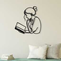 Minimalist Woman Reading Metal Wall Art, Book Lover Gift, Library Decor, Female Silhouette Art - thumbnail 2