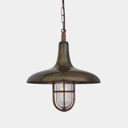 Mira Brass/Glass Nautical Pendant Light 12.2'' - 31cm Ip65