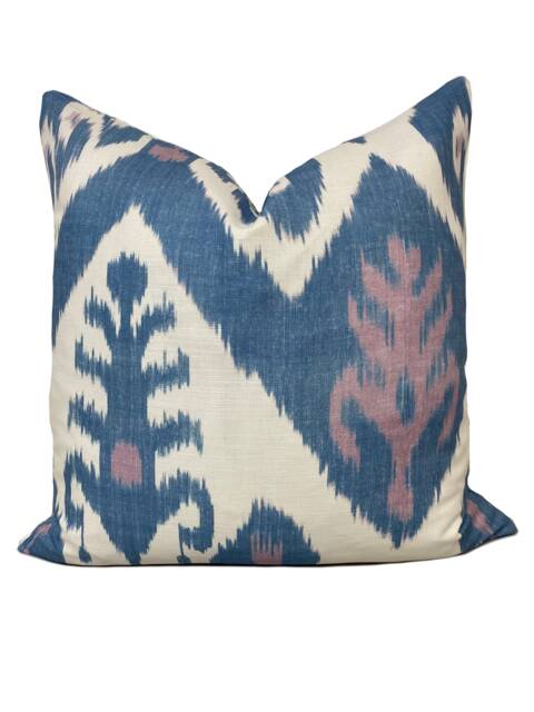 Thibaut Indies Ikat Lavender & French Blue Cushion Cover Pillow Double Sided - image 1