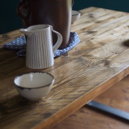 Rustic Reclaimed Wood Dining Table & Bench British Steel Legs, Handmade in UK - thumbnail 2