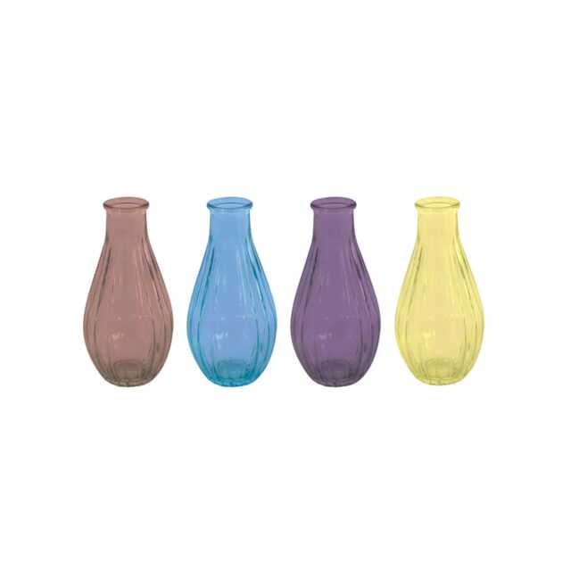 Vintage Fluted Glass Bud Vase 14cm - Colour Choice Wedding Event Table Centrepiece Flower Displays - image 1