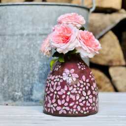 Bell Bottle Vase, Art Wildflower Textured Cherry Blossoms Motif - thumbnail 1