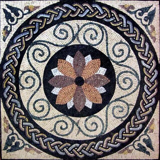 Floral Marble Mosaic Handmade Wall Art - 24x24 Inch