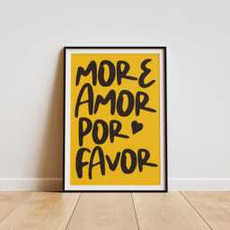 More Amor Por Favor Poster - Maximalist Love Quote Wall Art Modern Sunshine Yellow Decor - thumbnail 2
