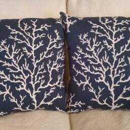Navy & White Branch Coral Pillow - Select A Size - thumbnail 2