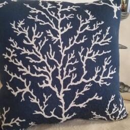 Navy & White Branch Coral Pillow - Select A Size - thumbnail 4