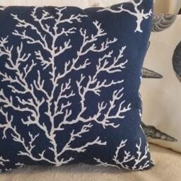 Navy & White Branch Coral Pillow - Select A Size - thumbnail 3