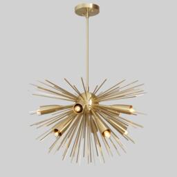 Mid Century Sputnik Chandelier, Handmade Brass Urchin Light - thumbnail 3