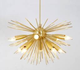 Mid Century Sputnik Chandelier, Handmade Brass Urchin Light - thumbnail 1