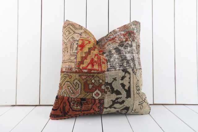 Vintage Turkish Kilim Pillow Cover 16 Inch Anatolian Cushion - image 1