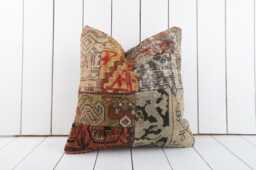 Vintage Turkish Kilim Pillow Cover 16 Inch Anatolian Cushion - thumbnail 1