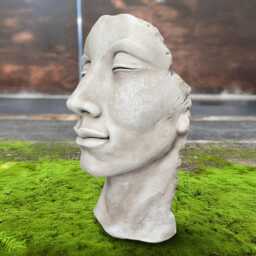 Massive Face Sculpture Abstract Figurine Concrete Head Statue Stone Bust Modern Garden Ornament Outdoor Cement Decor Yard Gift - thumbnail 2