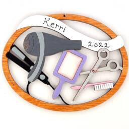 Personalized Hair Stylist Salon Christmas Ornament - Wood, Hand Painted, Laser Cut - thumbnail 2