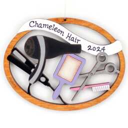 Personalized Hair Stylist Salon Christmas Ornament - Wood, Hand Painted, Laser Cut - thumbnail 1