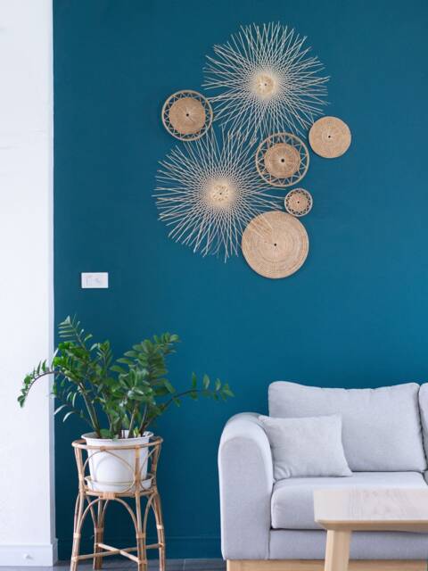 Woven Bamboo Wall Decor Set - Natural Rattan Sunburst Hanging Art - image 1