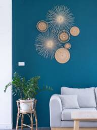 Woven Bamboo Wall Decor Set - Natural Rattan Sunburst Hanging Art