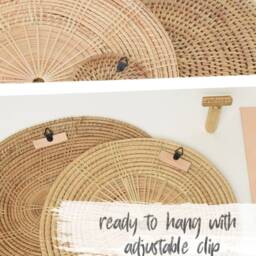 Woven Bamboo Wall Decor Set - Natural Rattan Sunburst Hanging Art - thumbnail 4