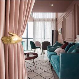 Pair Of Simon Pink Velvet Curtains, Silky Living Room Custom Curtains - thumbnail 2