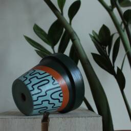Hand Painted Terracotta Plant Pot Custom Colors, Drainage Hole - thumbnail 1