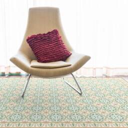 Linoleum Rug Printed With Green Tiles Pattern, Decorative Border. Art Mat PVC Mats & Rugs - thumbnail 2