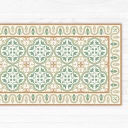Linoleum Rug Printed With Green Tiles Pattern, Decorative Border. Art Mat PVC Mats & Rugs - thumbnail 1