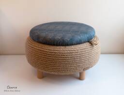 Handmade Jute Rope Ottoman - Upcycled Car Tire One Of A Kind Furniture Pieces