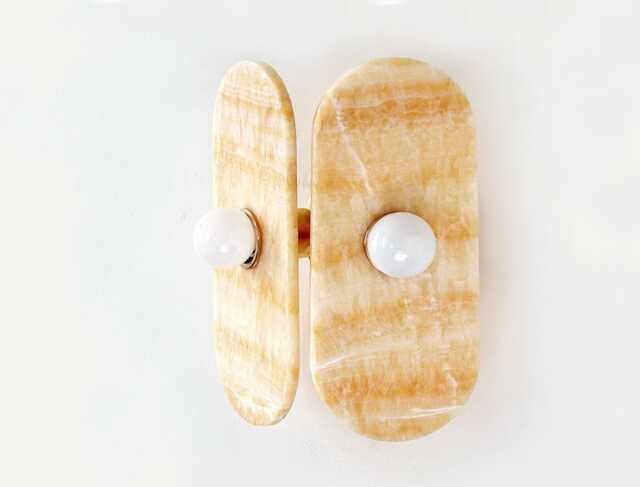 Double Oval Onyx Stone Sconce Light Vanity Fixture Bathroom Wall Entry Kitchen - image 1