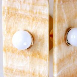 Double Oval Onyx Stone Sconce Light Vanity Fixture Bathroom Wall Entry Kitchen - thumbnail 4