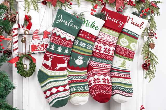 2025 Personalized Christmas Stocking, Embroidered Family Knit Stocking, Custom Name Xmas Stocking, Xmas Stockings For Family, Holiday Decor - image 1