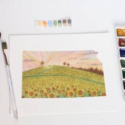 Kansas Sunflower Field Watercolor Art Print - thumbnail 2