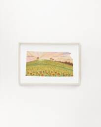 Kansas Sunflower Field Watercolor Art Print - thumbnail 1