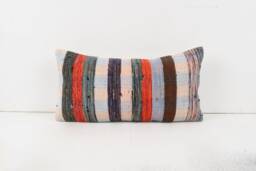 Handwoven Kilim Lumbar Pillow Cover Turkish Wool Cushion - 12x24