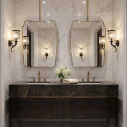 Suspended Rectangle Brass Mirror - Ceiling Hanging - thumbnail 2